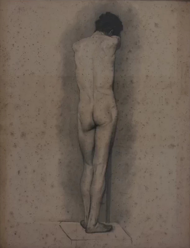 Nudo da tergo con braccia e testa appoggiate a un sostegno - Museo Giorgio Kienerk, Fauglia, Pisa